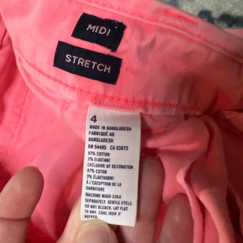 American Eagle Midi Stretch Shorts Womens 4 Neon Pink Coral Chino Summer Casual